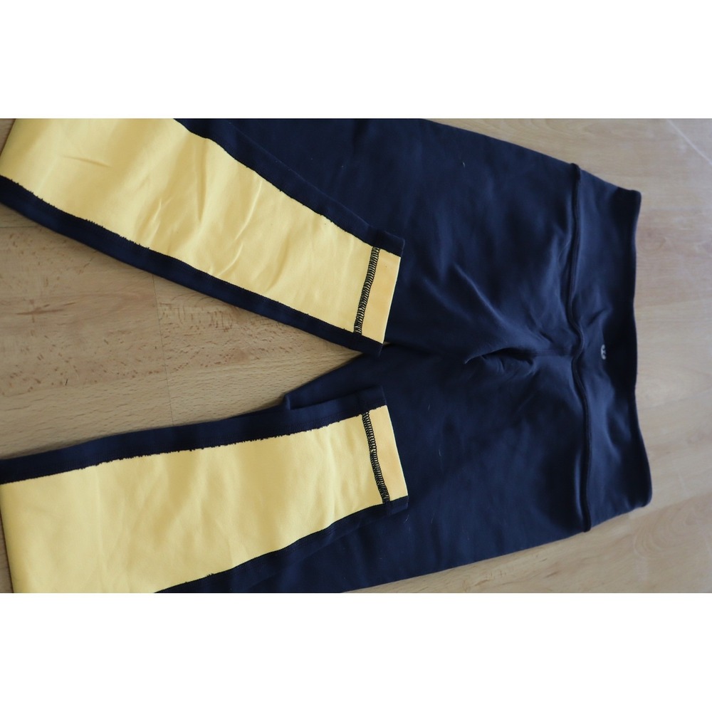 Lululemon Wunder Under Leggings Navy Blue Yellow Colorblock Yoga Pants Size 4 - Picture 4 of 7